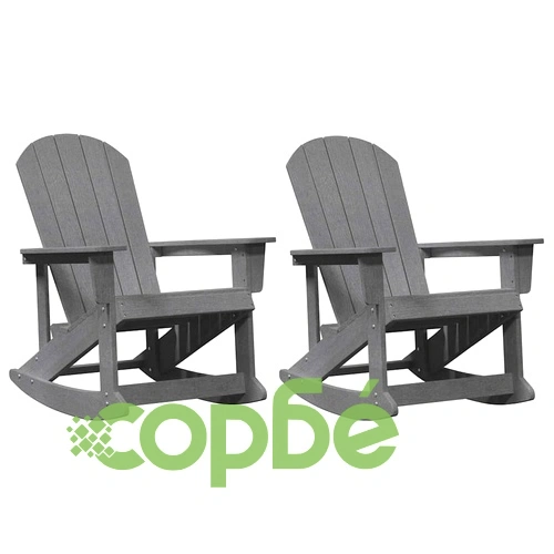 Адирондак люлеещи се столове 2 бр. светлосиво HDPE 73.5x92x90 см ➤ топ цена ➤ sorbe.bg