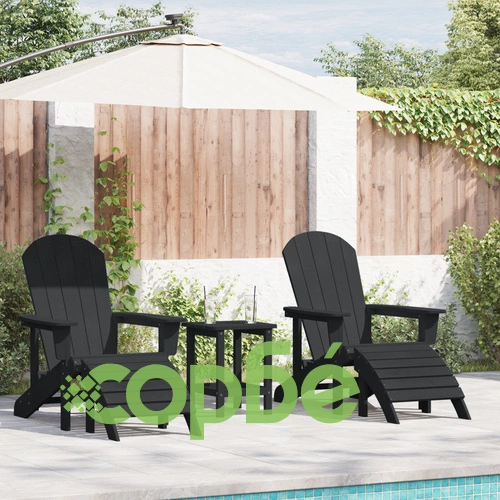 Градински столове Adirondack 2 бр Черни от HDPE материал ➤ топ цена ➤ sorbe.bg