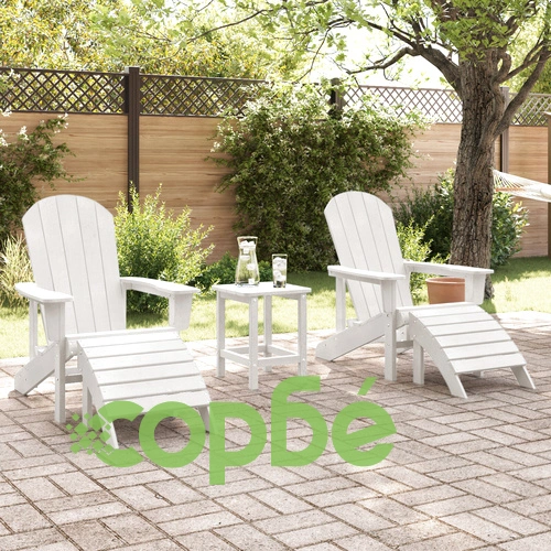 3-Частен Комплект Градинска Мебел Adirondack от Бял HDPE с Маса ➤ топ цена ➤ sorbe.bg