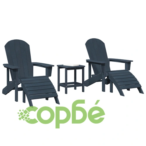 3-Часов Градински Комплект с Adirondack Столове от HDPE в Тъмносин Цвят ➤ топ цена ➤ sorbe.bg