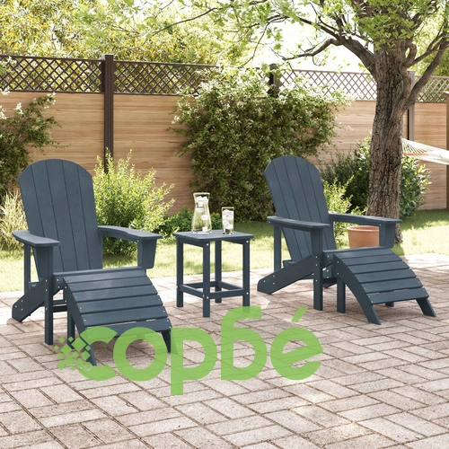 3-Часов Градински Комплект с Adirondack Столове от HDPE в Тъмносин Цвят ➤ топ цена ➤ sorbe.bg