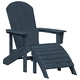 3-Часов Градински Комплект с Adirondack Столове от HDPE в Тъмносин Цвят
