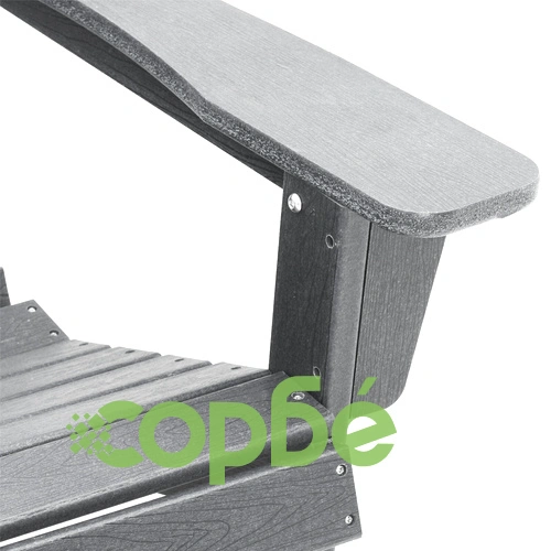 3-части градински комплект Adirondack от светлосив HDPE - 2 стола с поставка за крака и странична маса 38x38x45 см ➤ топ цена ➤ sorbe.bg