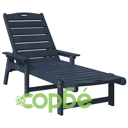 Градински шезлонги 2 броя тъмносини 162x53x98.5 см HDPE ➤ топ цена ➤ sorbe.bg