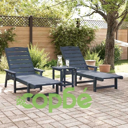 Градински шезлонги 2 броя тъмносини 162x53x98.5 см HDPE ➤ топ цена ➤ sorbe.bg