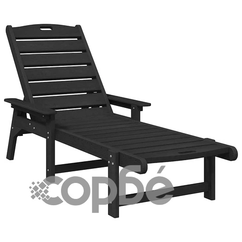Шезлонги HDPE 2 броя черни 162x53x98.5 см за градина и балкон ➤ топ цена ➤ sorbe.bg