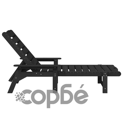 Шезлонги HDPE 2 броя черни 162x53x98.5 см за градина и балкон ➤ топ цена ➤ sorbe.bg