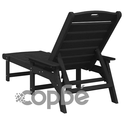 Шезлонги HDPE 2 броя черни 162x53x98.5 см за градина и балкон ➤ топ цена ➤ sorbe.bg