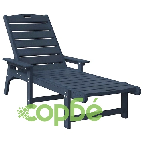 Комплект градински мебели от HDPE 3 части тъмносин 53x162x98.5 см ➤ топ цена ➤ sorbe.bg