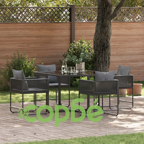 6-парен комплект за хранене с метална маса и полиратанови столове с възглавници за градина ➤ топ цена ➤ sorbe.bg