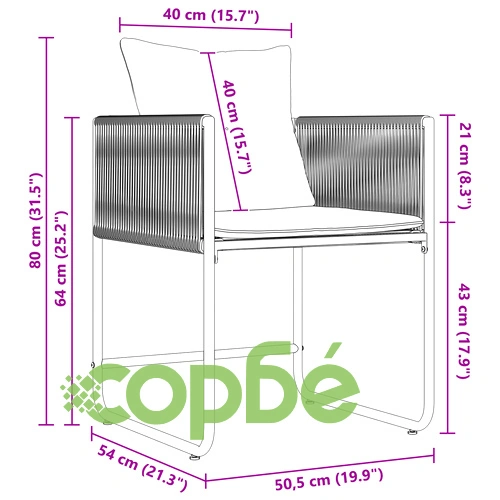 6-парен комплект за хранене с метална маса и полиратанови столове с възглавници за градина ➤ топ цена ➤ sorbe.bg