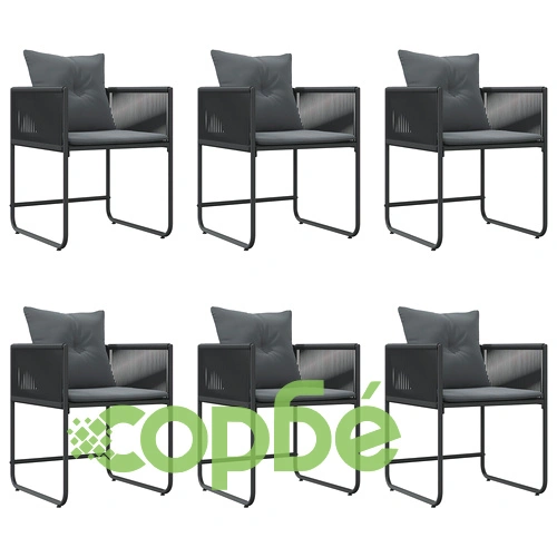 Комплект за градинско хранене с 9 части - маса и столове от стомана и полиратан с възглавници ➤ топ цена ➤ sorbe.bg