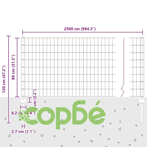Евро ограда с 11 U колчета зелена 0.8x25 м прахово боядисана стомана ➤ топ цена ➤ sorbe.bg
