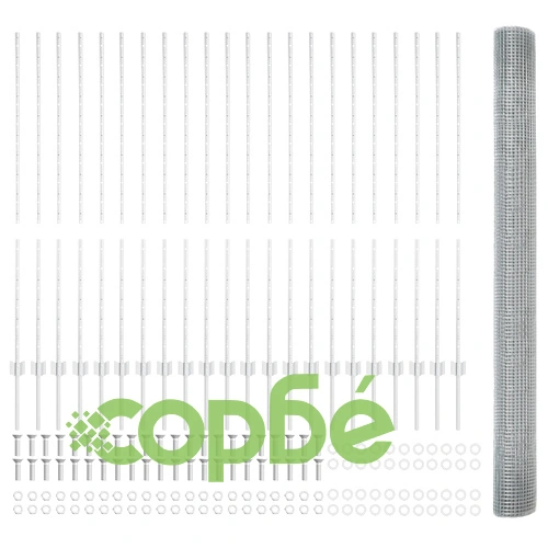 Заварена телена ограда от поцинкована стомана със сребристо покритие, 1.4x50 м, с 44 U-образни стълба ➤ топ цена ➤ sorbe.bg