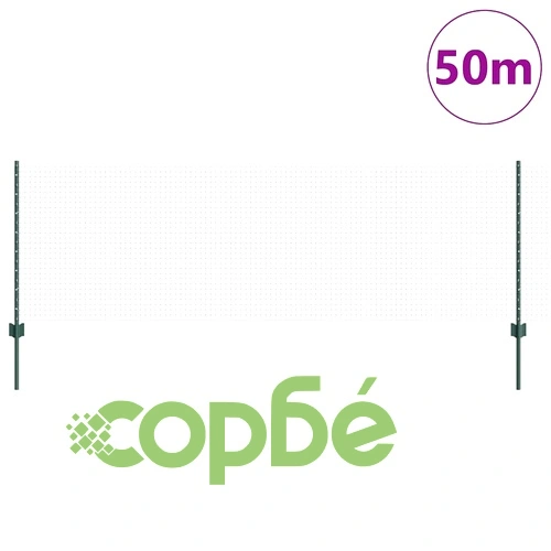 Заварена оградна мрежа с 22 колчета зелена 0.8x50 м стомана ➤ топ цена ➤ sorbe.bg