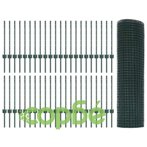 Заварена мрежеста ограда с U колчета зелена 0.5 x 100 м стомана ➤ топ цена ➤ sorbe.bg