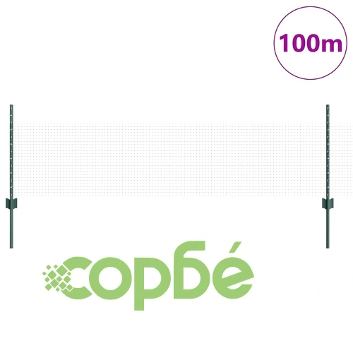 Заварена оградна мрежа с 44 U колчета зелена 0.5x100 м стомана ➤ топ цена ➤ sorbe.bg