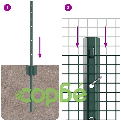 Заварена телена ограда с 44 U колчета зелена 0.6x100 м стомана ➤ топ цена ➤ sorbe.bg