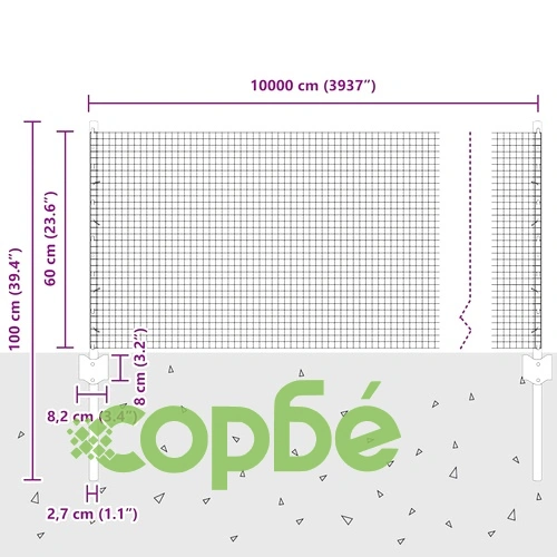 Заварена телена ограда с 44 U колчета зелена 0.6x100 м стомана ➤ топ цена ➤ sorbe.bg