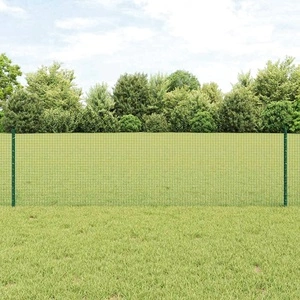 Заварена мрежеста ограда с 44 U-образни колчета зелена 0.6x100 м стомана