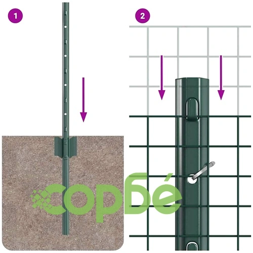 Заварена мрежеста ограда с 44 U-образни колчета зелена 0.6x100 м стомана ➤ топ цена ➤ sorbe.bg