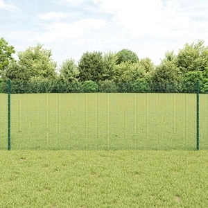 Ограда със заварена мрежа и 44 колчета Зелена 0.8x100 м Стомана