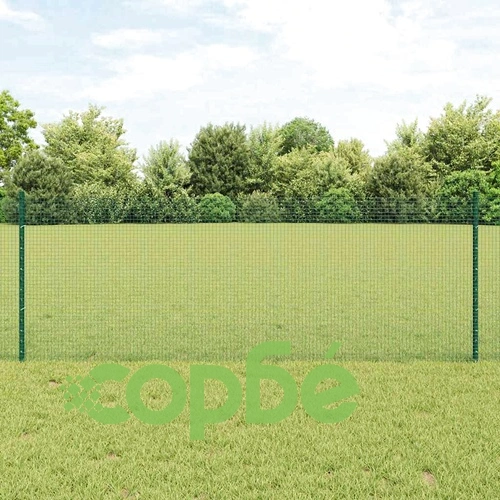 Ограда със заварена мрежа и 44 колчета Зелена 0.8x100 м Стомана ➤ топ цена ➤ sorbe.bg