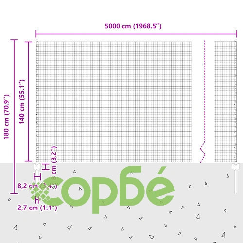 Сглобяема телена ограда от поцинкована стомана със 44 U стълба, Сиво, 1.4x50 м ➤ топ цена ➤ sorbe.bg