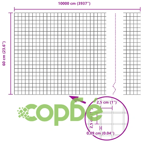 Заварена телена ограда с 44 колове 100 x 0,6 м - стомана, сиво ➤ топ цена ➤ sorbe.bg