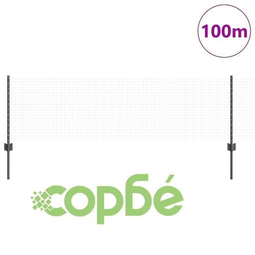 Заварена телена ограда с 44 колове 100 x 0,6 м - стомана, сиво ➤ топ цена ➤ sorbe.bg