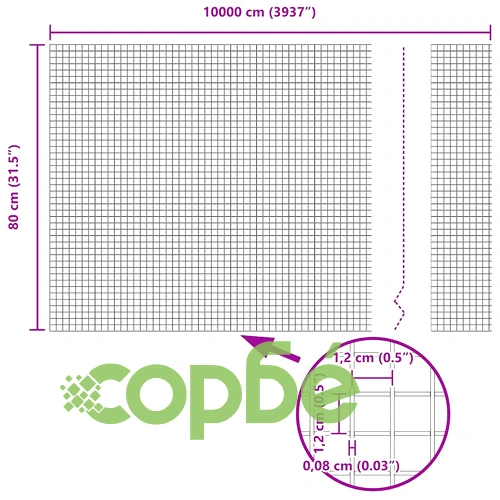 Заварена телена ограда с колове 100 x 0,8 м - стомана, сиво ➤ топ цена ➤ sorbe.bg