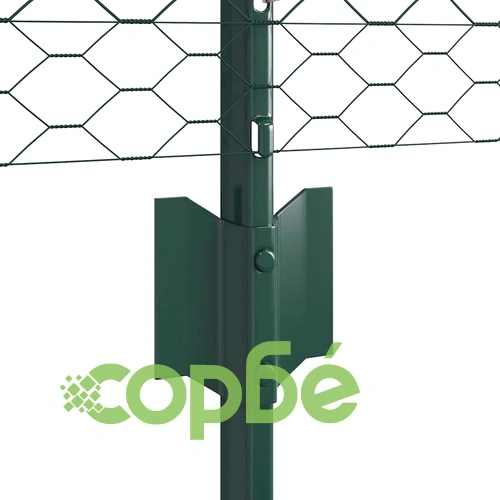 Шестоъгълна градинска мрежа с колове 100 x 0,6 м - зелена стомана ➤ топ цена ➤ sorbe.bg