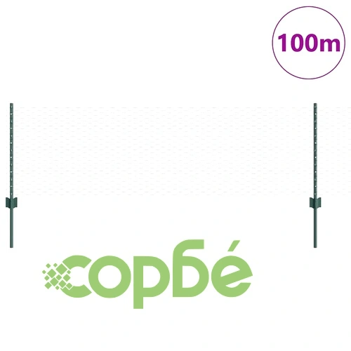 Шестоъгълна оградна мрежа с колове 100 x 0,6 м - зелена стомана ➤ топ цена ➤ sorbe.bg