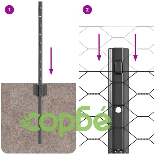 Ограда с колчета сива 0.8 x 100 м стомана с шестоъгълна мрежа ➤ топ цена ➤ sorbe.bg