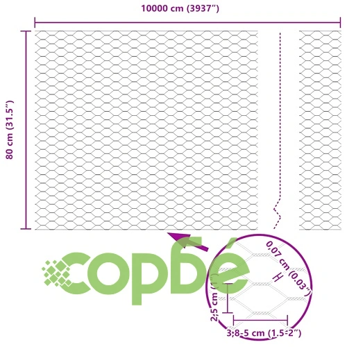 Ограда с колчета сива 0.8 x 100 м стомана с шестоъгълна мрежа ➤ топ цена ➤ sorbe.bg