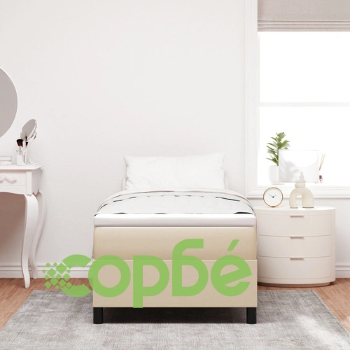 Единично легло с пружинен матрак, светло зелено-сиво, велурена тъкан ➤ топ цена ➤ sorbe.bg