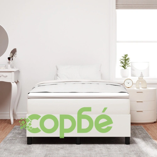Кутия с пружина и кремав матрак 120x200 см с райета материя ➤ топ цена ➤ sorbe.bg