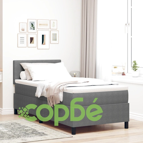 Кутия за спално бельо с матрак 90x200 см - светло сиво, велурена тъкан ➤ топ цена ➤ sorbe.bg