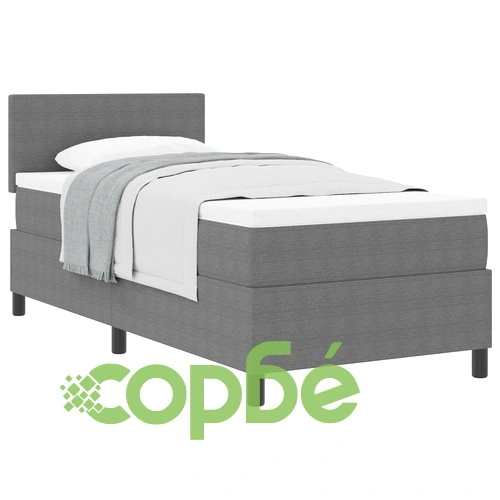 Кутия за спално бельо с матрак 90x200 см - светло сиво, велурена тъкан ➤ топ цена ➤ sorbe.bg