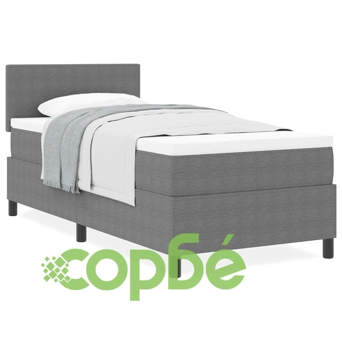 Кутия за спално бельо с матрак 90x200 см - светло сиво, велурена тъкан ➤ топ цена ➤ sorbe.bg