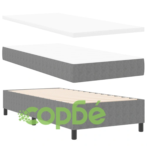 Кутия за спално бельо с матрак 90x200 см - светло сиво, велурена тъкан ➤ топ цена ➤ sorbe.bg