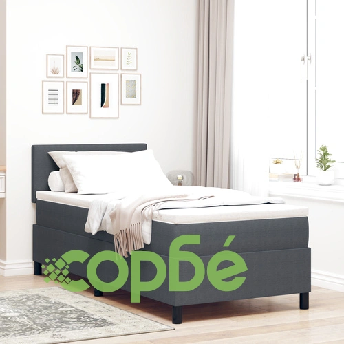 Рамка за матрак с Euro-Top матрак 90x200 см - Тъмно сив, Кадифена тъкан ➤ топ цена ➤ sorbe.bg