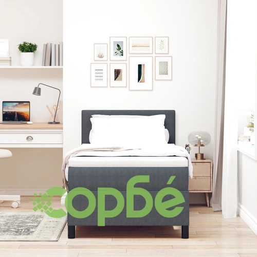Рамка за матрак с Euro-Top матрак 90x200 см - Тъмно сив, Кадифена тъкан ➤ топ цена ➤ sorbe.bg