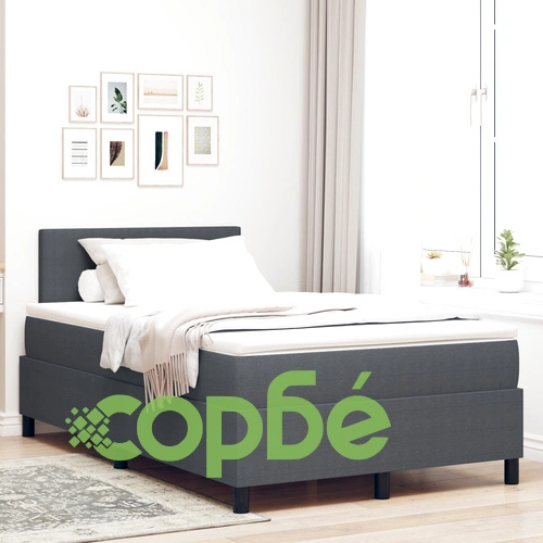 Легло на пружини с матрак 120x200 см, тъмносиво, кордройна тъкан ➤ топ цена ➤ sorbe.bg