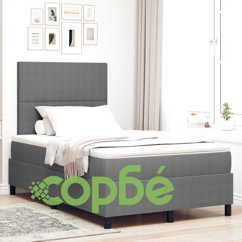 Легло с кутия и матрак 120x200 см от велурена тъкан в светлосиво ➤ топ цена ➤ sorbe.bg
