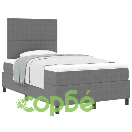 Легло с кутия и матрак 120x200 см от велурена тъкан в светлосиво ➤ топ цена ➤ sorbe.bg