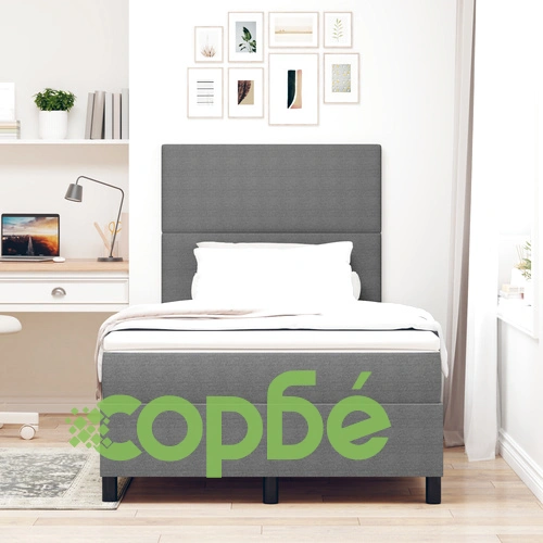 Легло с кутия и матрак 120x200 см от велурена тъкан в светлосиво ➤ топ цена ➤ sorbe.bg