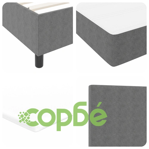 Легло с пружини и матрак 200x200 см, светло сиво, тапицерия от кордюр ➤ топ цена ➤ sorbe.bg