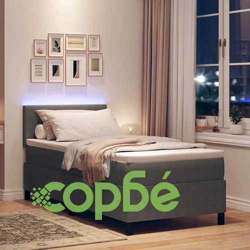 Легло с пружинирана основа и LED осветление светлосиво 203x80x88 см кордурой ➤ топ цена ➤ sorbe.bg