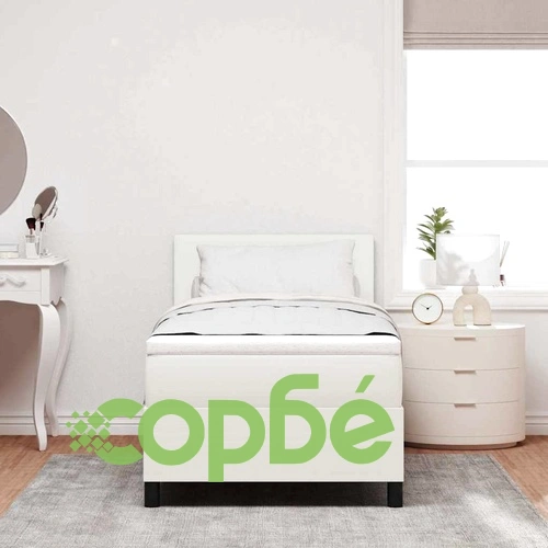 Легло с пружинирана основа и матрак с LED осветление 80x200 см кордурой слонова кост ➤ топ цена ➤ sorbe.bg